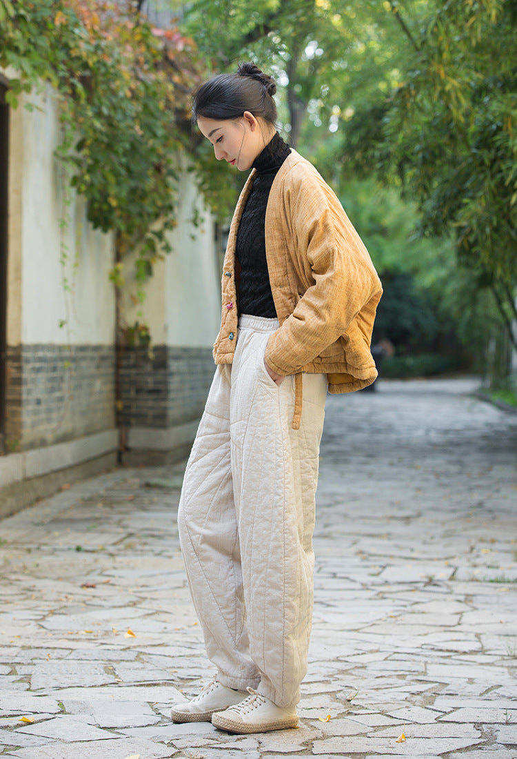 Giacca imbottita kimono Zen con tecnica Zen Dye • A base vegetale • Integrazione trapuntata a triplo strato • Flusso termico del Qi • Gender neutral