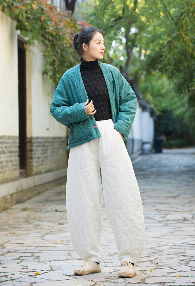 Veste bouffante Zen Kimono en technique de teinture Zen • À base de plantes • Intégration de matelassage à trois couches • Flux de Qi thermique • Genre neutre