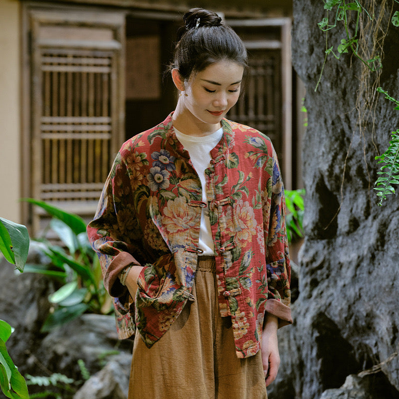 Le haut et la veste Dao 道 of Zen Floral Elegance • Épais, rafraîchissant et respirant • Genre neutre