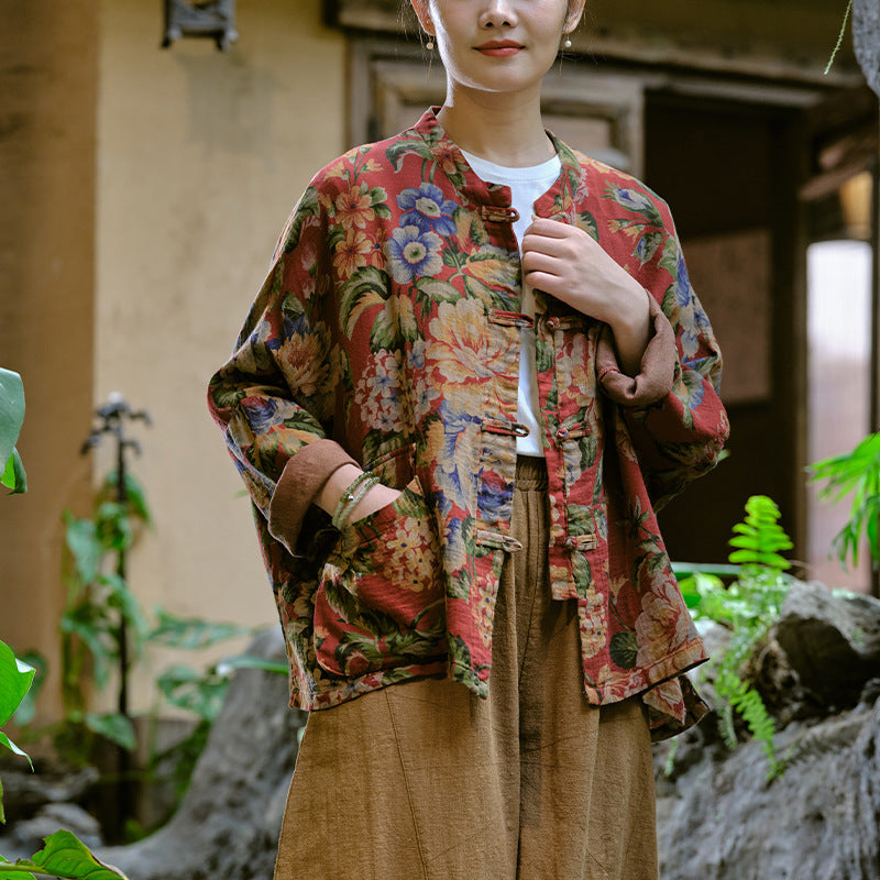 Le haut et la veste Dao 道 of Zen Floral Elegance • Épais, rafraîchissant et respirant • Genre neutre
