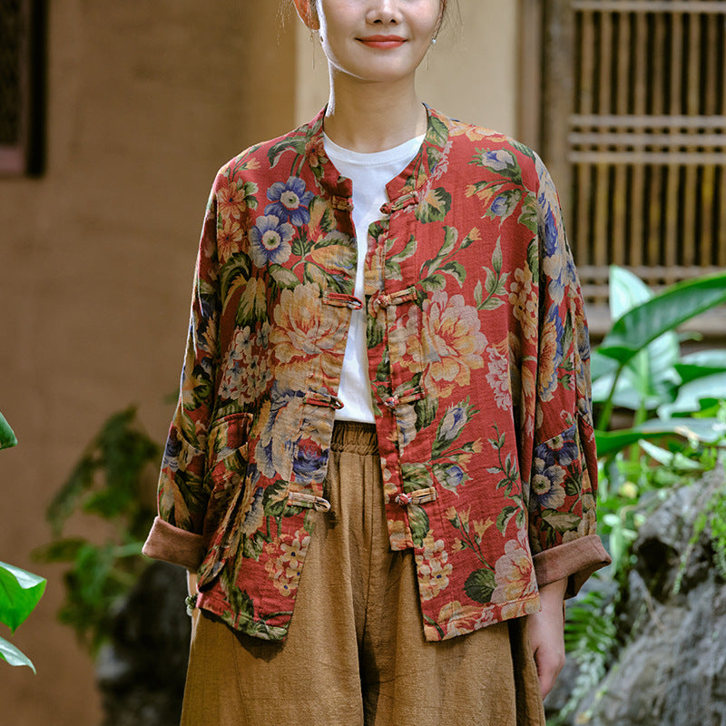 The Dao 道 of Zen Floral Elegance Top & Jacket • Thick, Cooling & Breathable • Gender Neutral