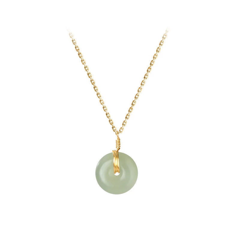 ䷎ The Đạo 道 of Jade Elegance Collier • Boucle de sécurité avec remplissage en or 14 carats