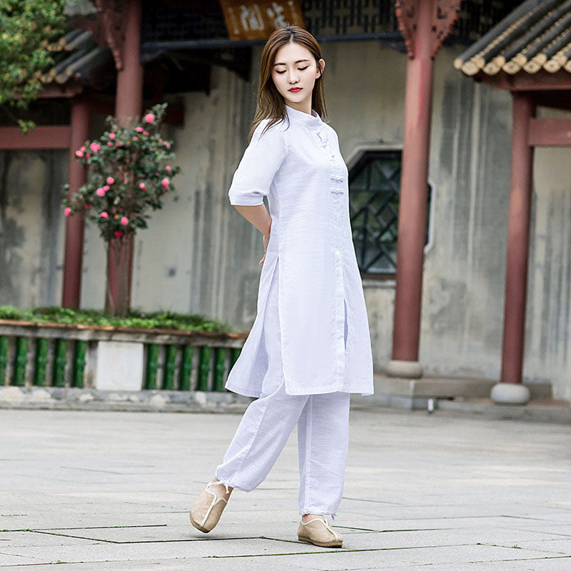 Heaven & Earth Áo Dài Qigong Outfit • Vietnamese & Chinese Style • High Quality Linen Set