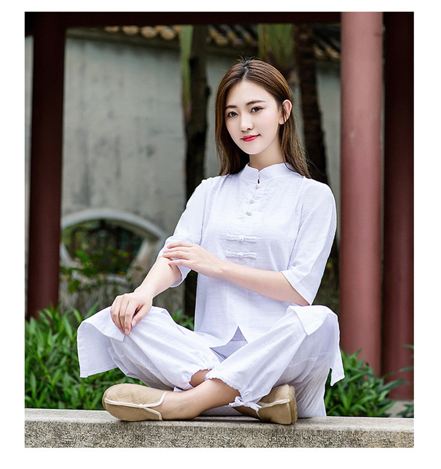 Heaven &amp; Earth Áo Dài Qigong Outfit • Style vietnamien et chinois • Ensemble de lin de haute qualité