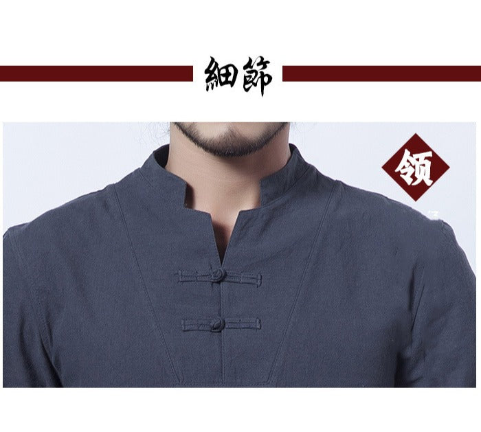 Vestito da Qigong con collare del cielo, all'interno di Yang (pianta di lino di alta qualità)