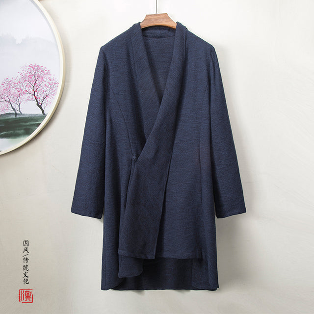Heaven & Earth Cloak • Thicker Warm Coverage • Linen Robe Jacket with Button Closure