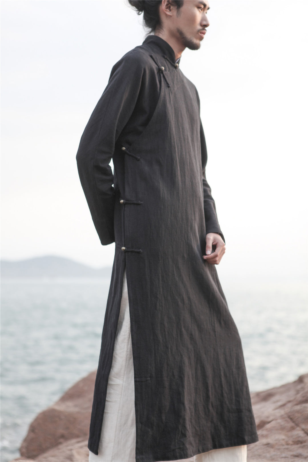 Emperor's Heaven & Earth Áo Dài Qigong Robe • Vietnamese & Chinese Style • High Quality Linen Robe
