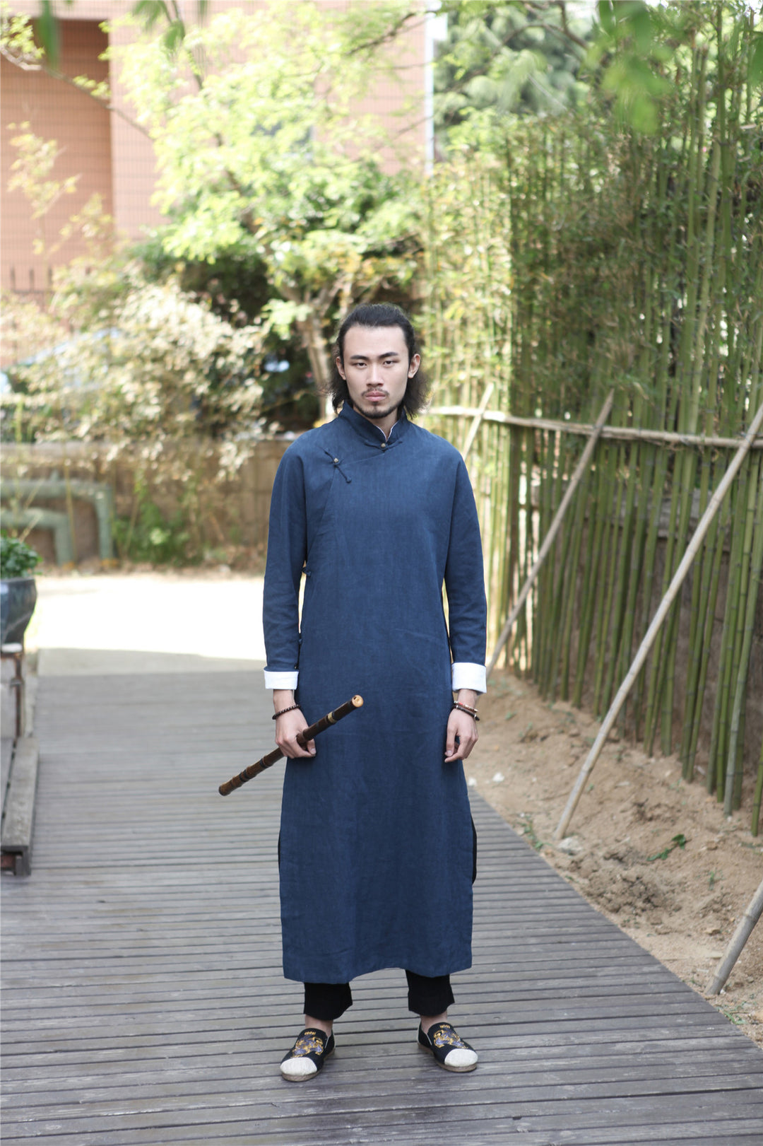 Emperor's Heaven &amp; Earth Áo Dài Qigong Robe • Style vietnamien et chinois • Robe en lin de haute qualité