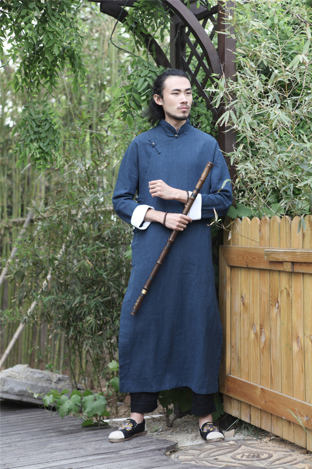Emperor's Heaven &amp; Earth Áo Dài Qigong Robe • Style vietnamien et chinois • Robe en lin de haute qualité