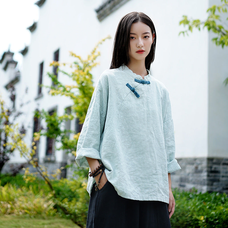 The Way of Tea Dance Top • Butterfly Sleeves (Linen Plant)
