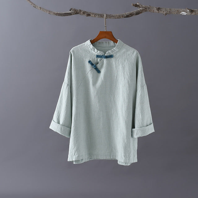 The Way of Tea Dance Top • Butterfly Sleeves (Linen Plant)