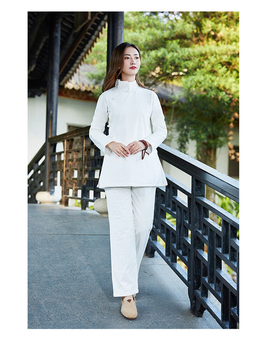 Immortal Peach Qigong Outfit • Warmth for Indoors/Outdoors (High Quality Linen Quilting Integration)