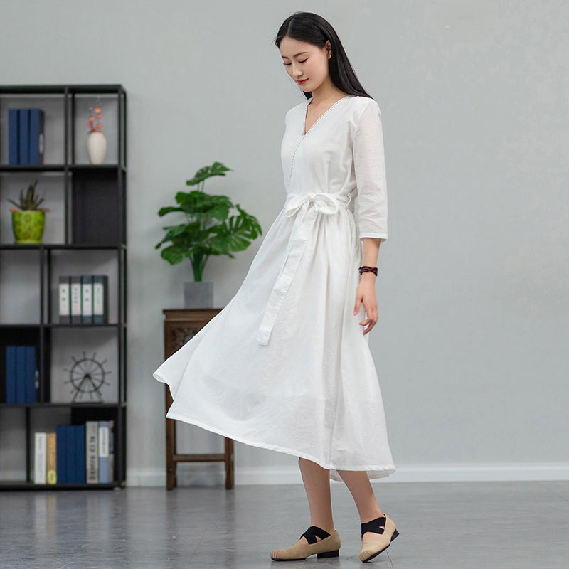 The Dao 道 of Zen Heaven & Earth Dress • Linen Dress • Double-Lining • Pockets