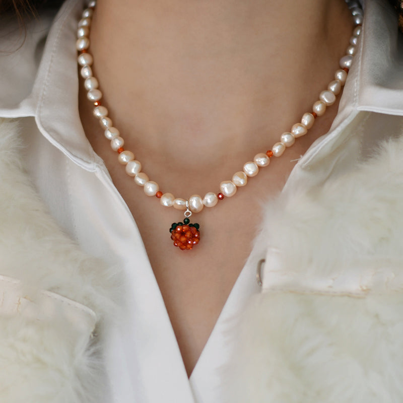 Peach Water Pearls (Handweave Custom Necklace)