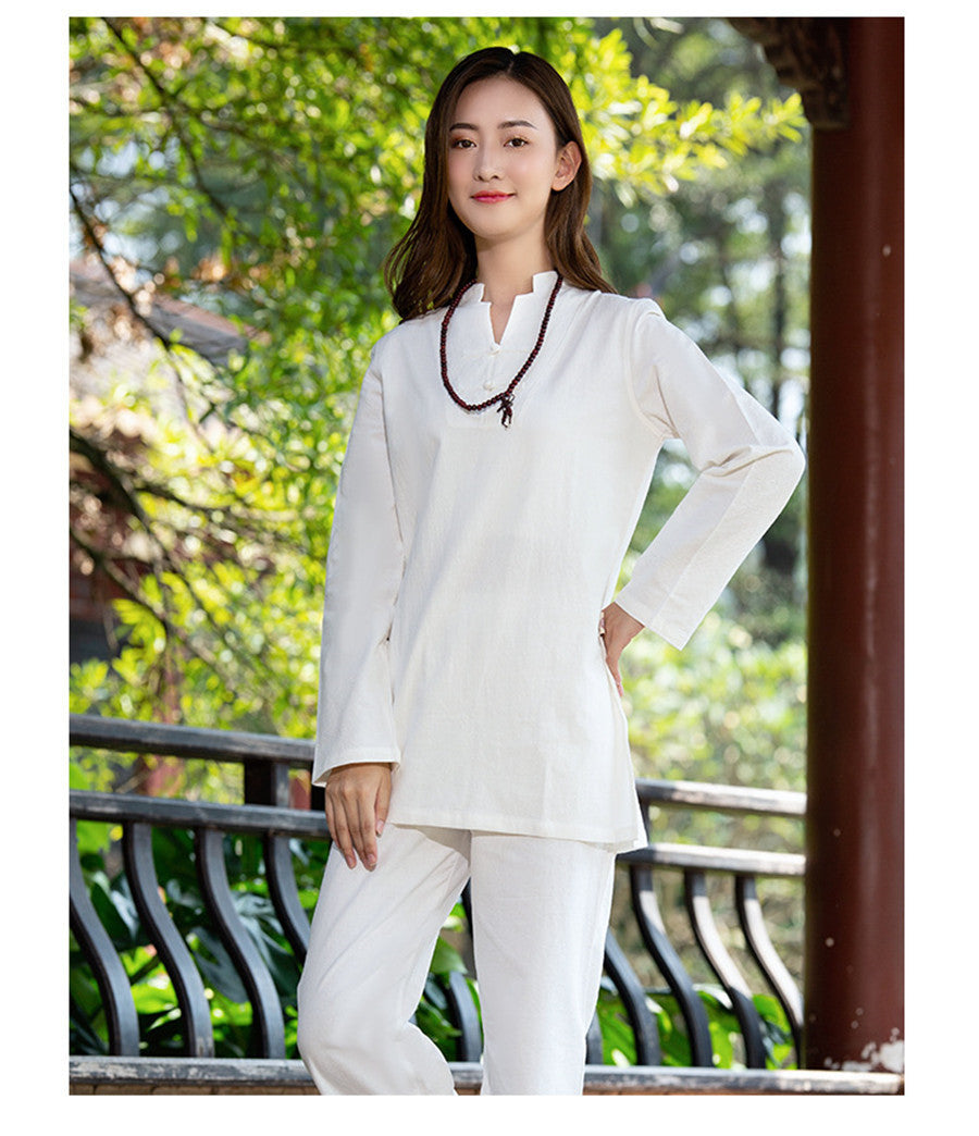 Vestito da Qigong con collare del cielo, all'interno di Yin (pianta di lino di alta qualità)