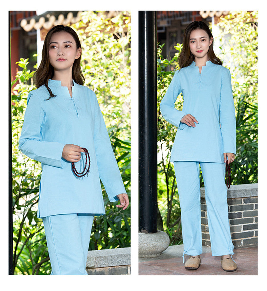 Heaven's Collar Qigong Outfit, dans Yin (usine de lin de haute qualité)