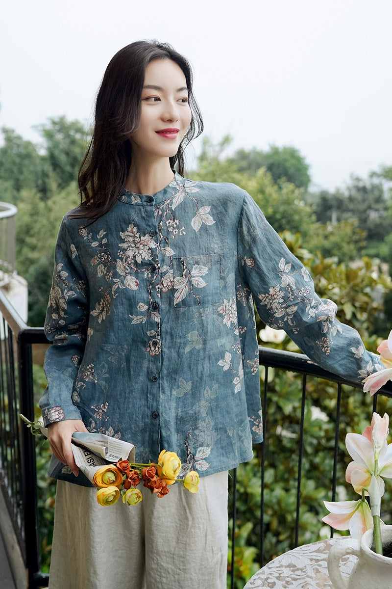 Chemisier Yin Yang Tune Up en fleurs de fleurs (plante de lin)