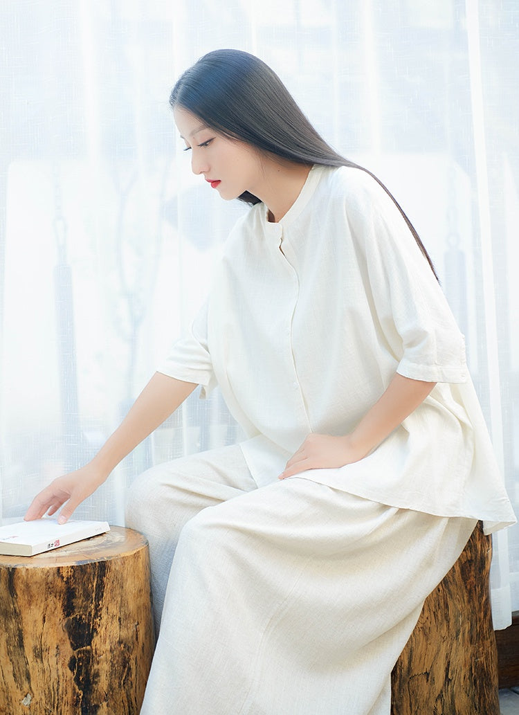 Elegant Tea Reading Meditation Top (Linen Plant)