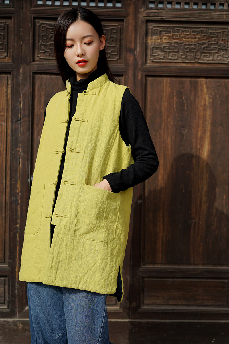 The Đạo 道 of Outdoor Qigong Tea Flow • Long Kimono Vest (Warm Quilting Integration)