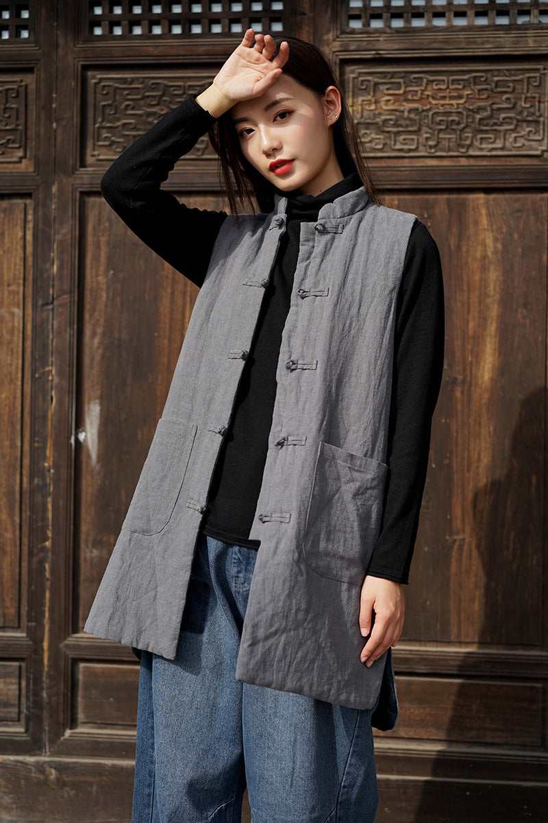 The Đạo 道 of Outdoor Qigong Tea Flow • Long Kimono Vest (Warm Quilting Integration)